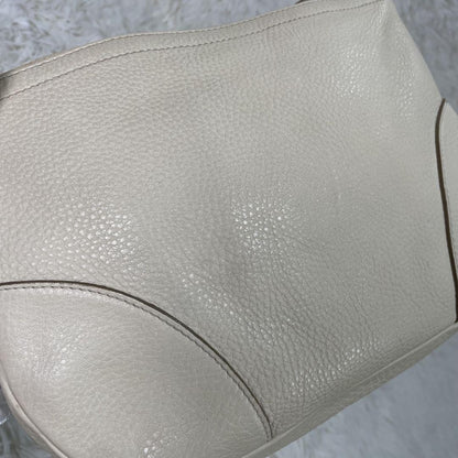 Salvatore Ferragamo shoulder bag Purse Gancini Ivory Silver Leather Authentic