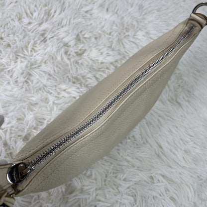 Salvatore Ferragamo shoulder bag Purse Gancini Ivory Silver Leather Authentic