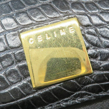 CELINE handbag Purse Black Gold Leather Authentic Used Women's