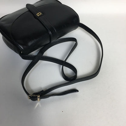 Christian Dior Shoulder Bag Purse CD Leather Black Authentic