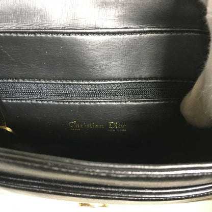 Christian Dior Shoulder Bag Purse CD Leather Black Authentic