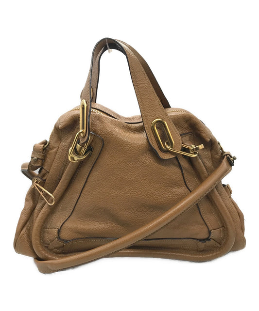 Chloe Hand Shoulder Bag Tote Purse Paraty 2way Leather Beige Authentic