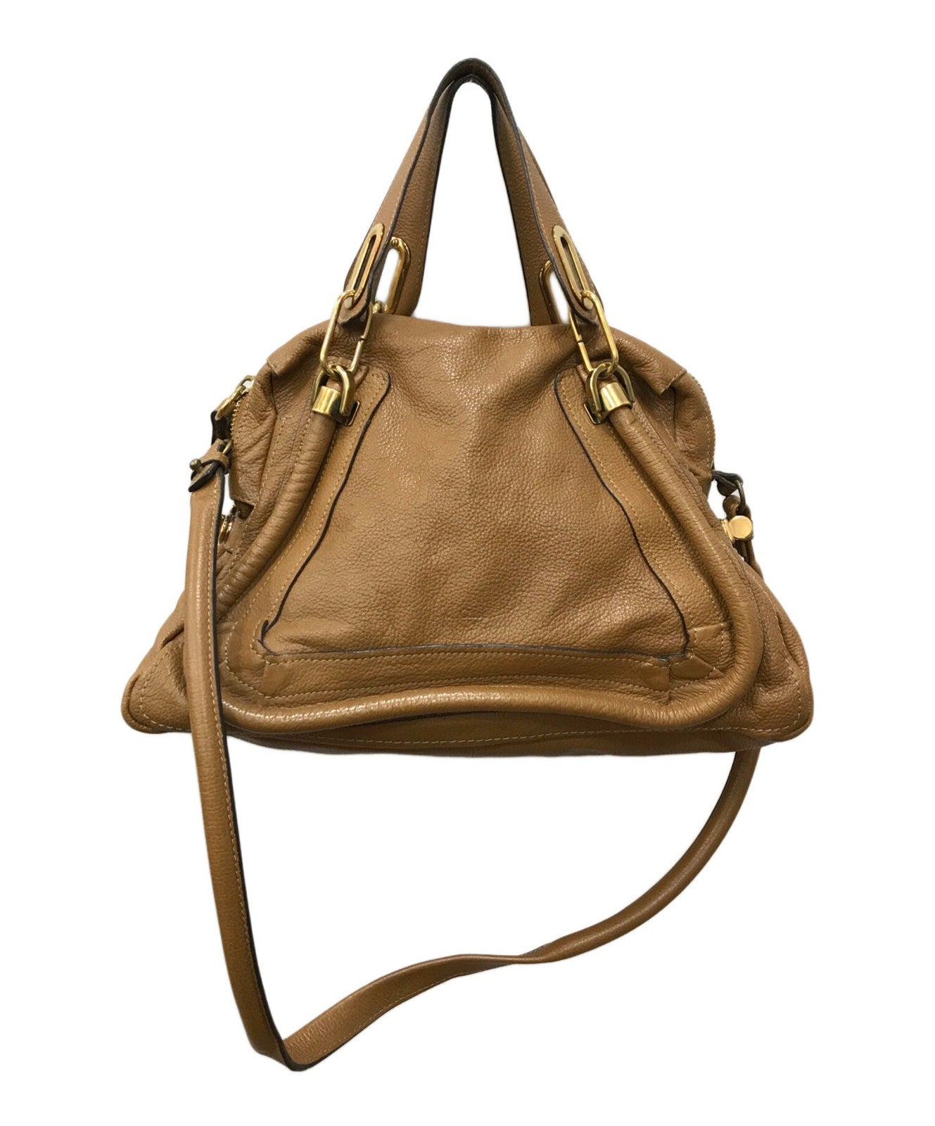 Chloe Hand Shoulder Bag Tote Purse Paraty 2way Leather Beige Authentic