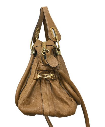 Chloe Hand Shoulder Bag Tote Purse Paraty 2way Leather Beige Authentic