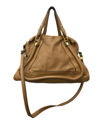 Chloe Hand Shoulder Bag Tote Purse Paraty 2way Leather Beige Authentic