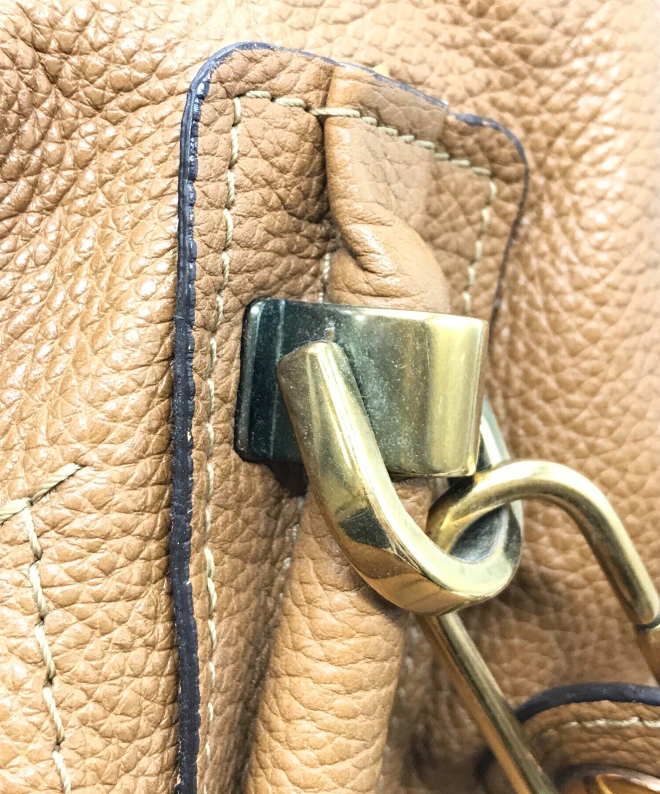 Chloe Hand Shoulder Bag Tote Purse Paraty 2way Leather Beige Authentic