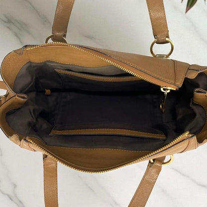 Chloe Hand Shoulder Bag Tote Purse 2way Leather Brown Authentic