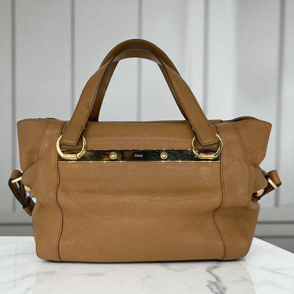 Chloe Hand Shoulder Bag Tote Purse 2way Leather Brown Authentic