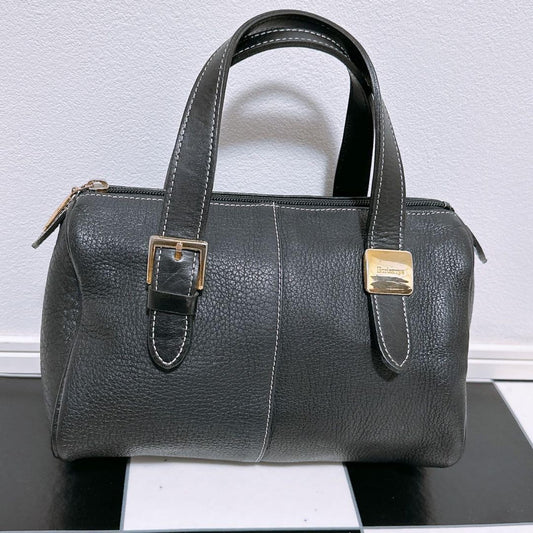 BURBERRYS Hand Bag Tote Purse Nova Check Leather Black Authentic
