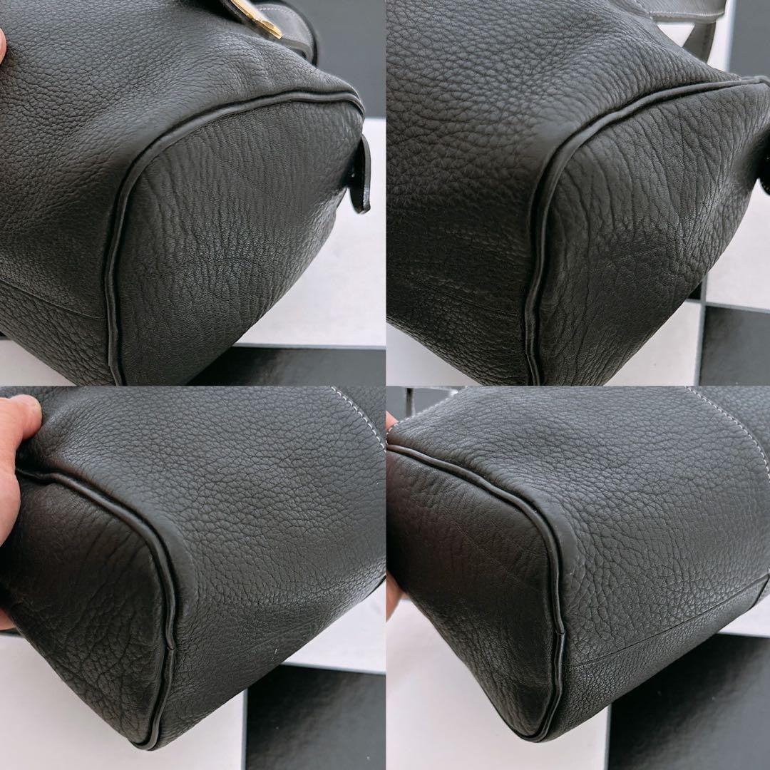 BURBERRYS Hand Bag Tote Purse Nova Check Leather Black Authentic