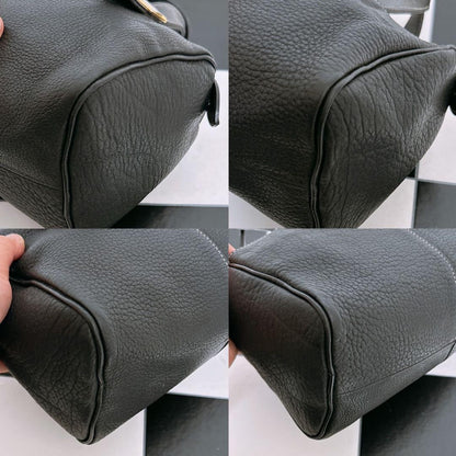 BURBERRYS Hand Bag Tote Purse Nova Check Leather Black Authentic