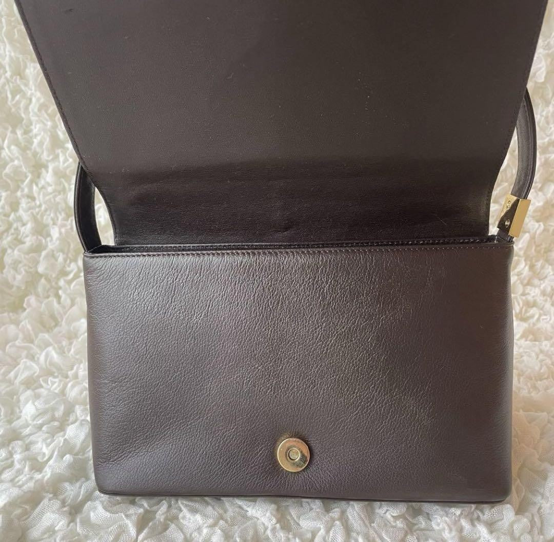 BURBERRY Shoulder Bag Purse Nova Check Leather Dark Brown Authentic