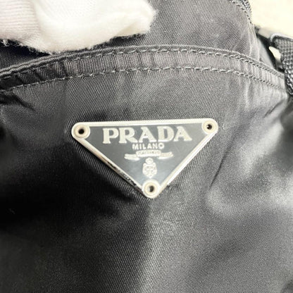 PRADA Shoulder Bag Purse Logo Nylon Leather Black Authentic