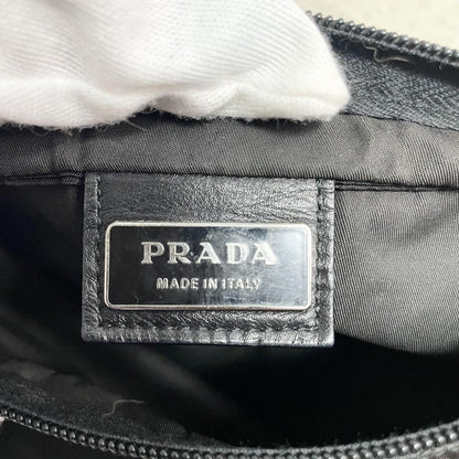 PRADA Shoulder Bag Purse Logo Nylon Leather Black Authentic