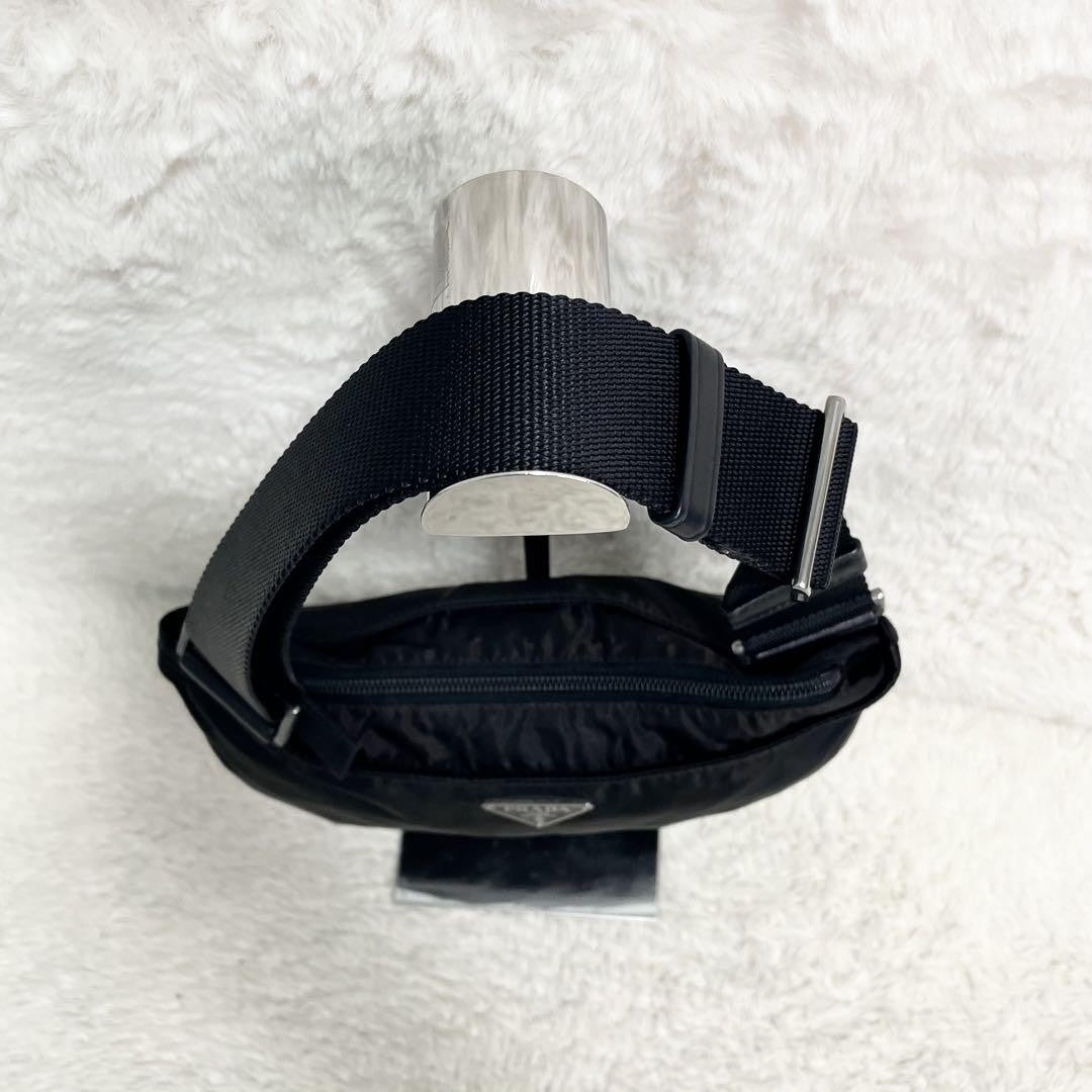 PRADA Shoulder Bag Purse Logo Nylon Leather Black Authentic