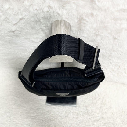PRADA Shoulder Bag Purse Logo Nylon Leather Black Authentic