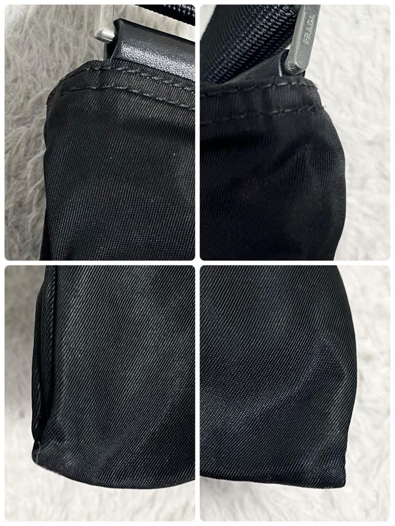 PRADA Shoulder Bag Purse Logo Nylon Leather Black Authentic