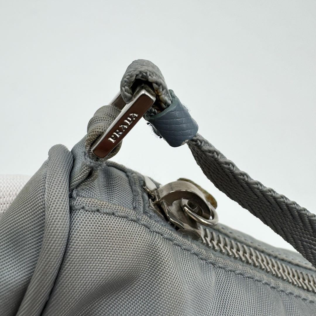 PRADA Accessory Pouch Hand Bag Tote Purse Logo Nylon Blue Authentic