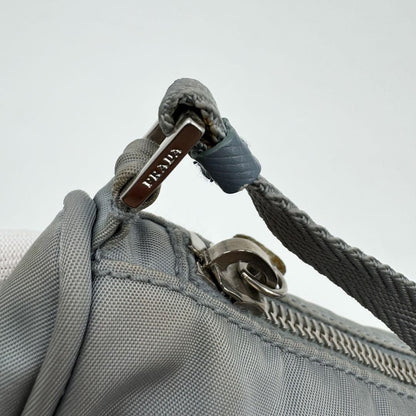 PRADA Accessory Pouch Hand Bag Tote Purse Logo Nylon Blue Authentic