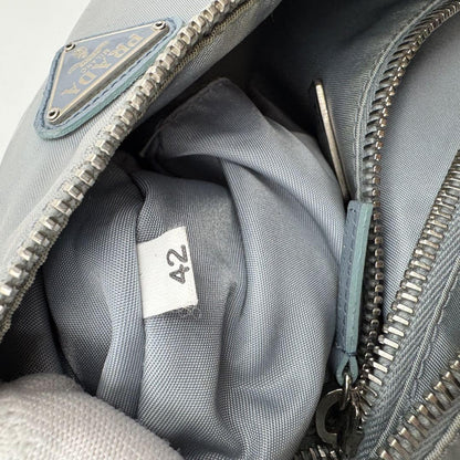 PRADA Accessory Pouch Hand Bag Tote Purse Logo Nylon Blue Authentic
