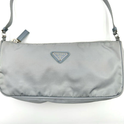 PRADA Accessory Pouch Hand Bag Tote Purse Logo Nylon Blue Authentic