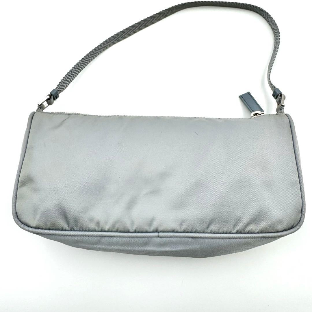 PRADA Accessory Pouch Hand Bag Tote Purse Logo Nylon Blue Authentic