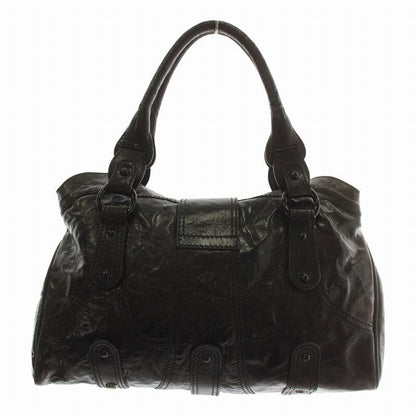 Valentino Garavani Hand Bag Tote Purse Logo Leather Brown Authentic