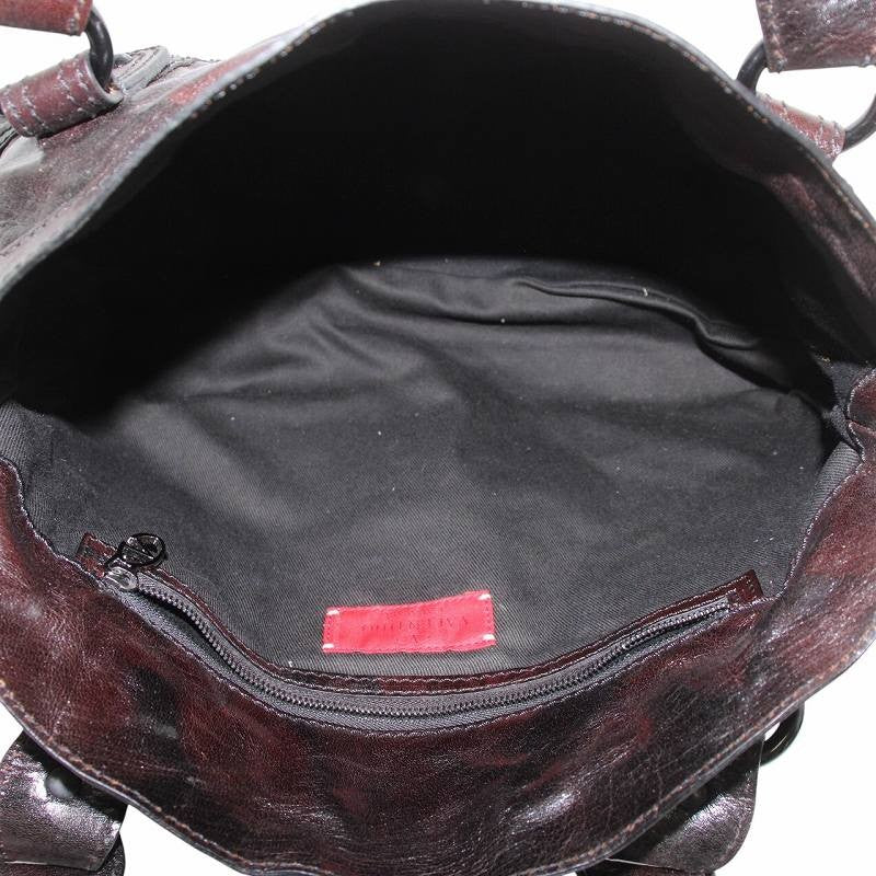 Valentino Garavani Hand Bag Tote Purse Logo Leather Brown Authentic