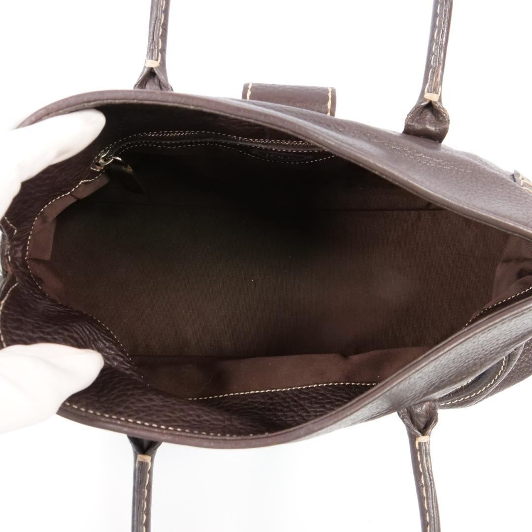 TOD'S Hand Bag Tote Purse Leather Brown Authentic