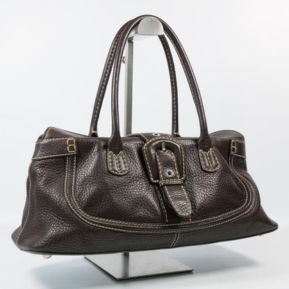 TOD'S Hand Bag Tote Purse Leather Brown Authentic