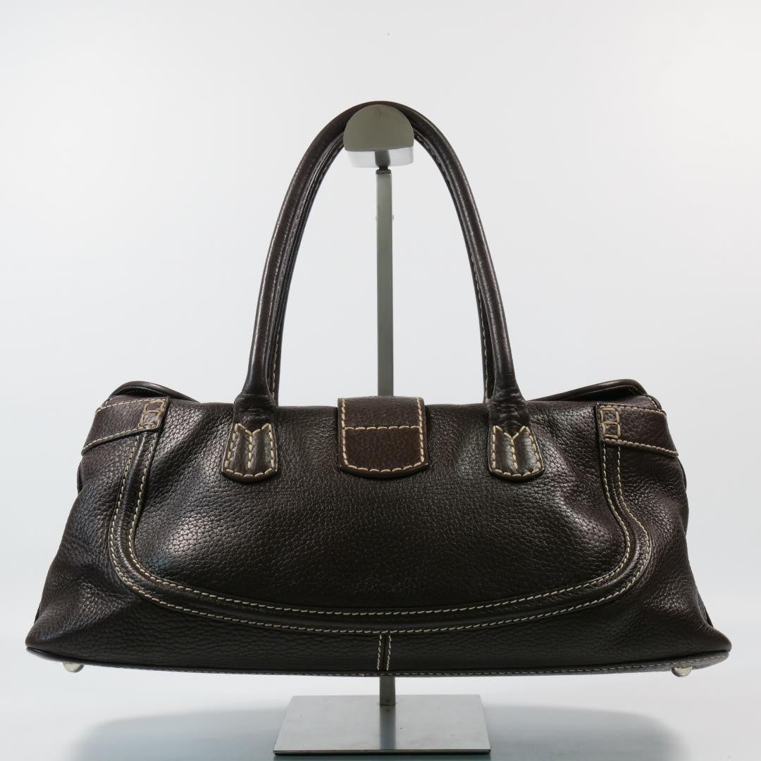 TOD'S Hand Bag Tote Purse Leather Brown Authentic