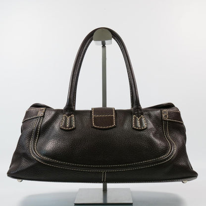 TOD'S Hand Bag Tote Purse Leather Brown Authentic