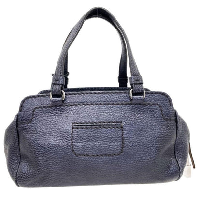 TOD'S Mini Hand Bag Tote Purse Leather Purple Navy Authentic