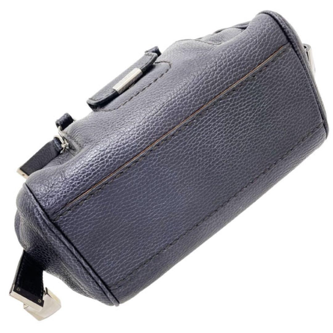 TOD'S Mini Hand Bag Tote Purse Leather Purple Navy Authentic