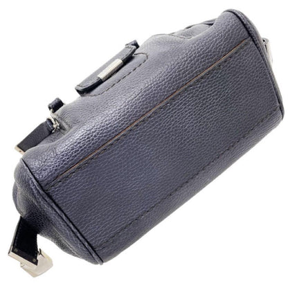 TOD'S Mini Hand Bag Tote Purse Leather Purple Navy Authentic