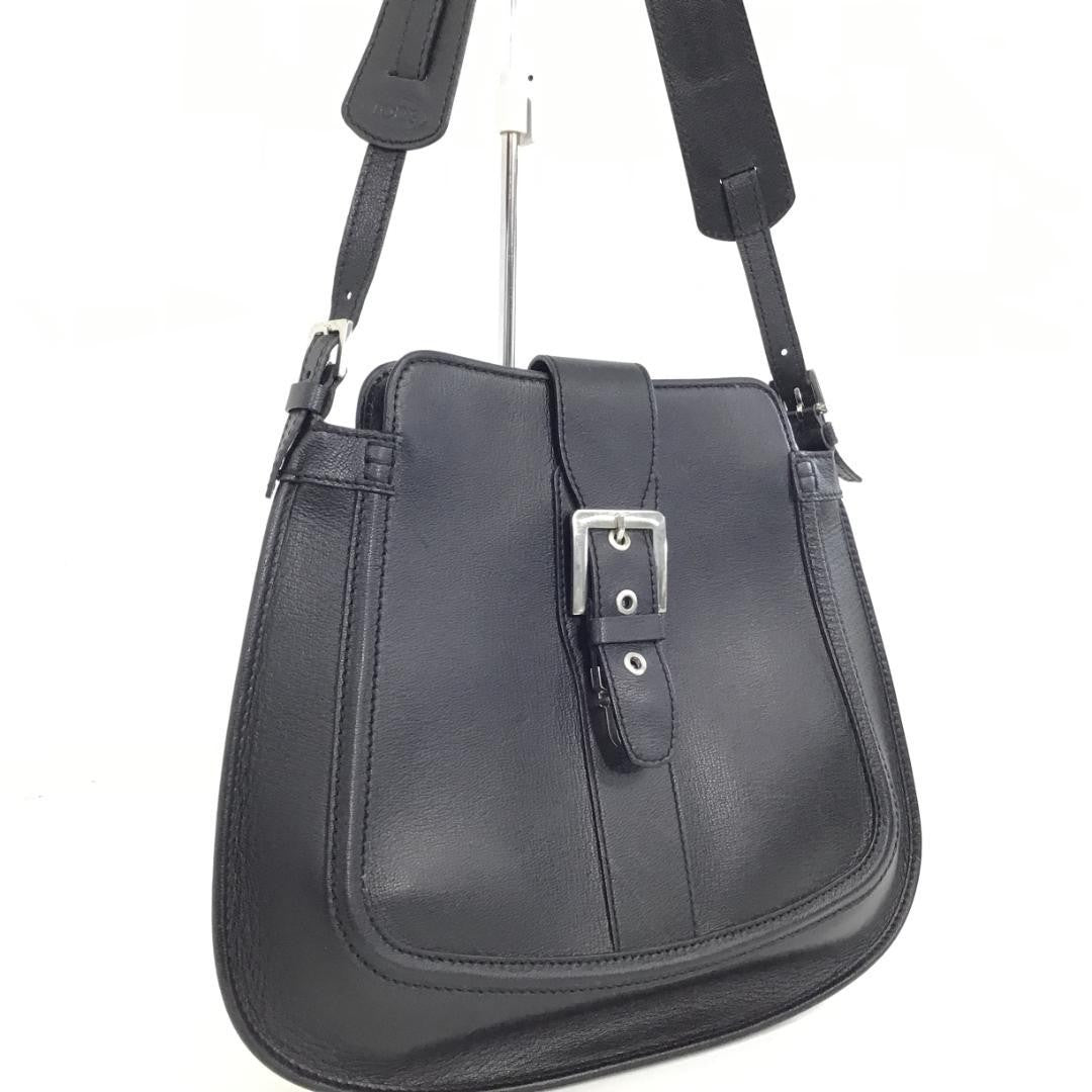 TOD'S Hand Bag Tote Purse Leather Black Authentic