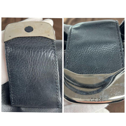 TOD'S Hand Bag Tote Purse Leather Black Authentic