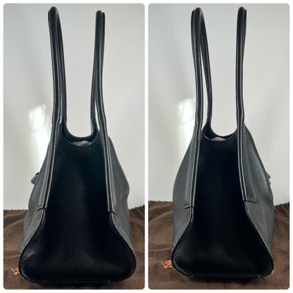 TOD'S Hand Bag Tote Purse Leather Black Authentic