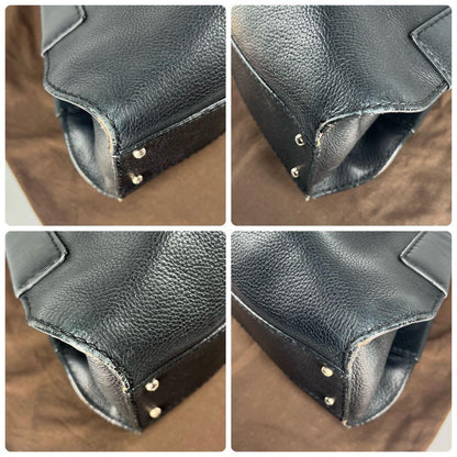 TOD'S Hand Bag Tote Purse Leather Black Authentic