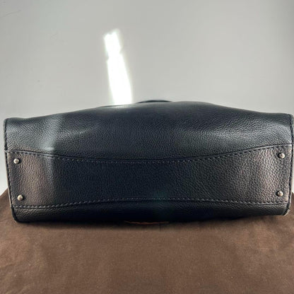 TOD'S Hand Bag Tote Purse Leather Black Authentic