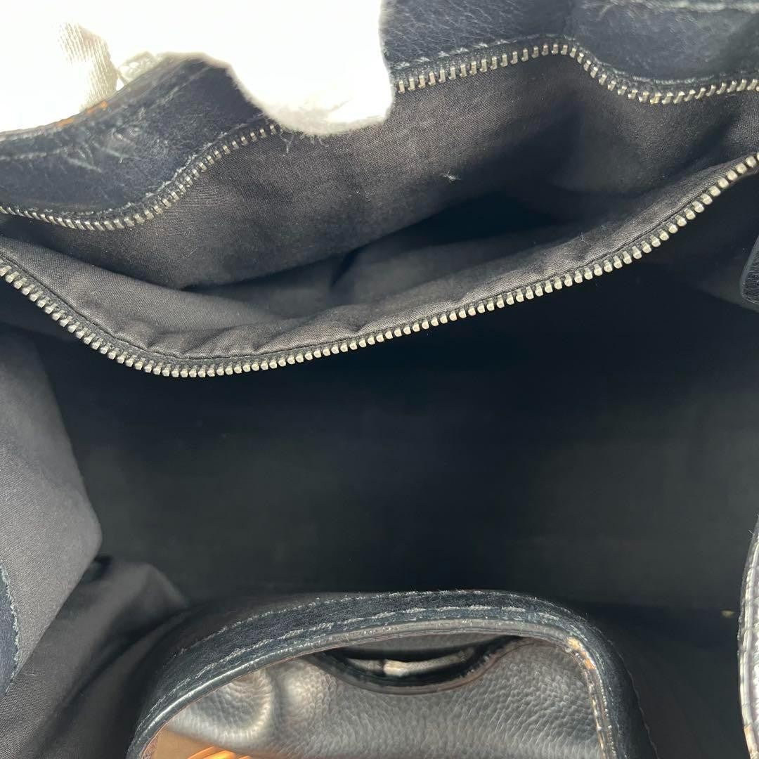 TOD'S Hand Bag Tote Purse Leather Black Authentic