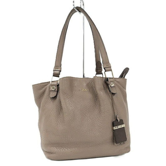 TOD'S Hand Bag Tote Purse Leather Brown Authentic
