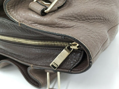 TOD'S Hand Bag Tote Purse Leather Brown Authentic