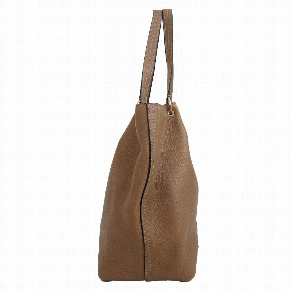TOD'S Hand Shoulder Bag Tote Purse Leather Beige Authentic