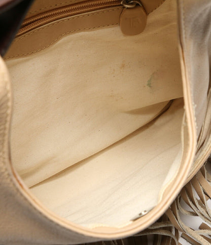 TOD'S Hand Bag Tote Purse Leather Beige Authentic