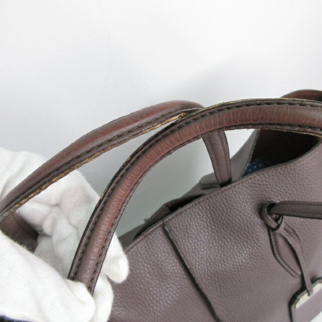 TOD'S Hand Bag Tote Purse Leather Brown Authentic