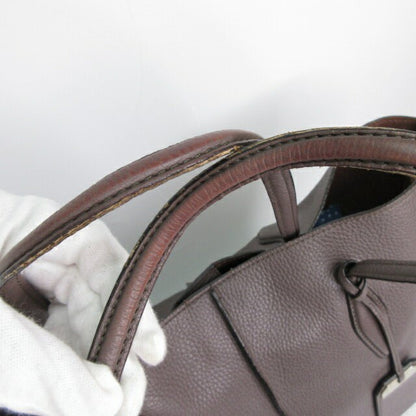 TOD'S Hand Bag Tote Purse Leather Brown Authentic