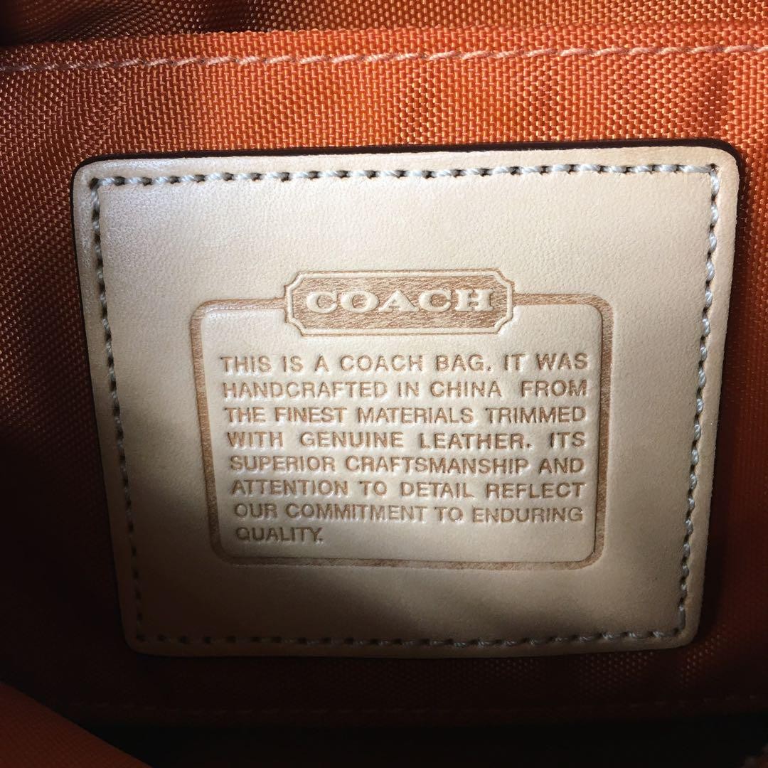 COACH Accessory Pouch Hand Pouch Signature Canvas Leather Light Brown Authentic