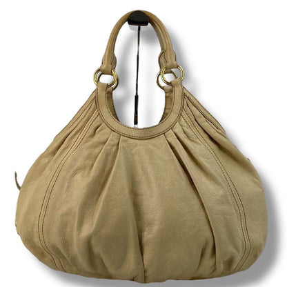 MIU MIU Hand Bag Tote Purse Logo Leather Beige Authentic