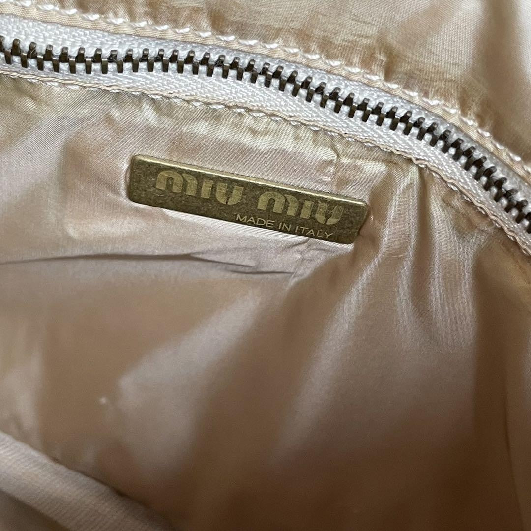 MIU MIU Hand Bag Tote Purse Logo Leather Authentic